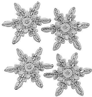 SHINEOFI 2pcs Xmas Sew on Badges DIY Embroidery Applique Snowflake Embellishment Heat Press Jacket Patch Iron on Applique Crystal Decor Snowflake Ornament White The Iron Christmas