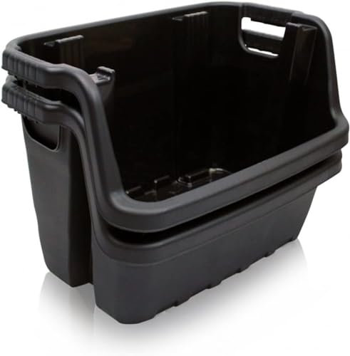 STORM TRADING GROUP Open Fronted Set Of 2 Large Stackable Storage Boxes Bins For Order Picking, Recycling, Industrial, Garage & Kitchen Stackable Organiser Baskets