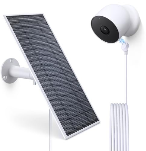 Solarpanel für Google Nest-Kamera, kompatibel mit Google Nest Cam im Innen- oder Außenbereich, Akku – 5 W Solarenergie mit 3,1 m Schnellladekabel, IP66 wasserdicht – hergestellt für Google Nest