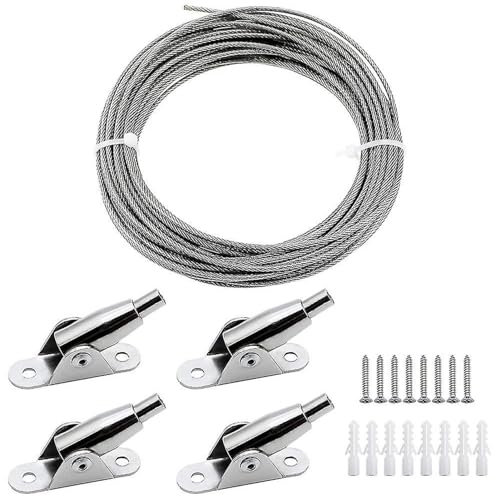 Wire Rope 32FT Clothesline 5/64in Multi-use Garden Wire for Plants/T Post Clothes Line Wires/Support Grapevines or Climbing Roses