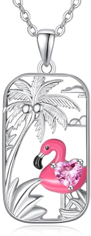 PRAYMOS Rosa Flamingo Kette Liebhaber Vogel Anhänger Halsketten mit Flamingo Anhänger 925er Sterlingsilber süßes Tier für Frauen Töchter