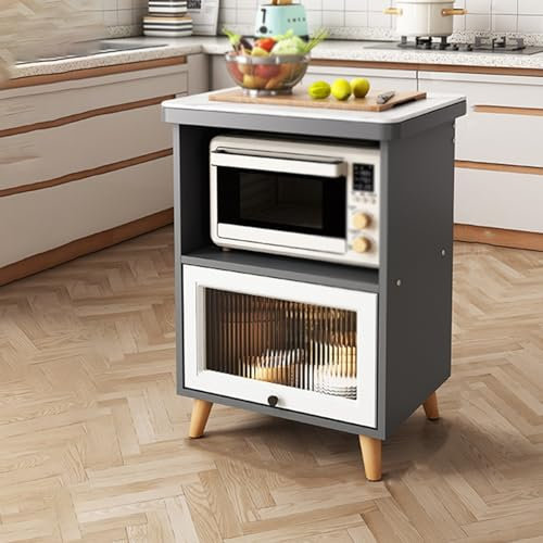 Meuble Cuisine Rangement Bas Armoire de Rangement Cuisine Colonne, Étagère de Rangement À 3 Niveaux, Meuble Cuisine Rangement pour Four À Micro-Ondes(Grey,50cm)