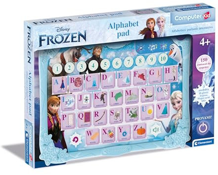 Clementoni - Computer Kid, Disney Frozen Alphabet Pad, Alfabetiere Interattivo, Gioco Educativo 4+ Anni, con attività Elettroniche per Scoprire Lettere, Parole e Numeri, Lingua Italiana, 16480