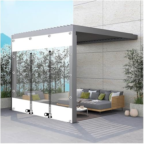 Tende in Telone Trasparenti, Pannelli Laterali Gazebo Chiare Con Teloni Pvc e Cerniera, Tende Per Esterni Da 0,3mm, Pannelli Laterali in Tela Cerata Pergolati Impermeabili,WxH-1.2x1.5m/3.9*4.9ft