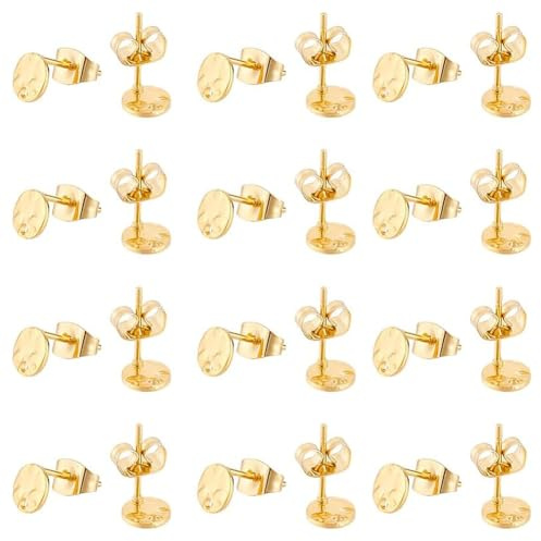 UNICRAFTALE 50 Stück Ohrringe DIY Goldene Strukturierte Flache Runde Ohrstecker Beschläge Edelstahl Ohrstecker Metall Ohrstecker Für DIY Ohrringe Schmuckherstellung