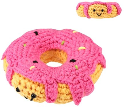 TOYMIS Emotionaler Lustiger Positiver Donut, Süße Positive Häkel-Donut-Puppen mit Plüschfiguren aus Karton Die zum Aufmuntern EIN Lustiges Scherzgeschenk für Freunde Familien und Liebhaber Sind