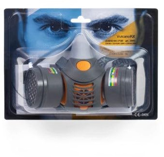 Kit protezione con semimaschera Vulcano 2000 e filtri combinati antigas e antipolvere già montati. Ideale per chi si occupa di verniciatura a spruzzo, trattamenti fitosanitari e falegnameria.