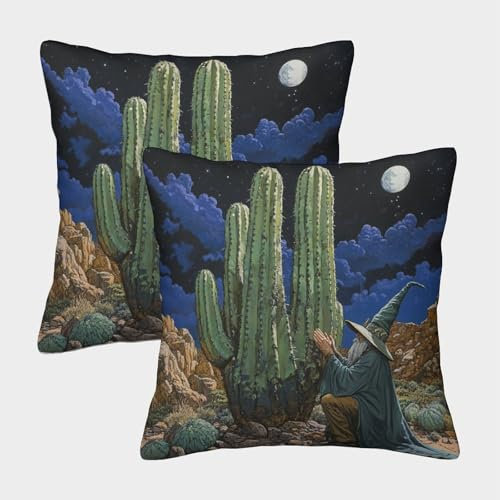 kaiyun Mago Copricuscino Decorativo,Cactus gigante Federa Quadrata,40x40cm 2 Pacchi