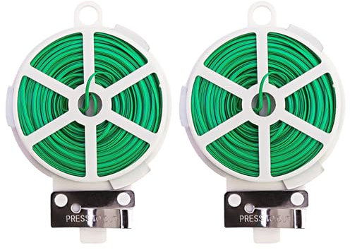 2 Roll Gartendraht mit Cutter, 100M Pflanzendraht Bindedraht, Blumendraht, Draht Garten Pflanzdraht Ummantelt, Blumendraht Grün für Die Gartenarbeit Kletterpflanzen, Sträucher, Blumen und Weinreben