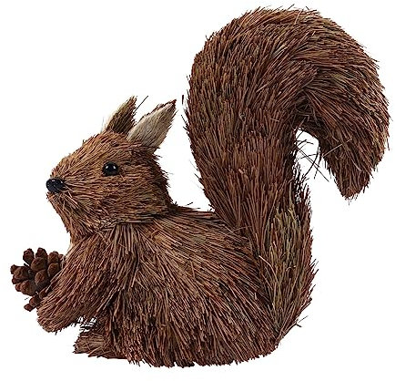 VICASKY Little Squirrel Doll Straw Christmas Squirrel Ornament Figure Decoration for Tabletop Soft Plushie Toy for Christmas Decorations and Animal Themed Displays