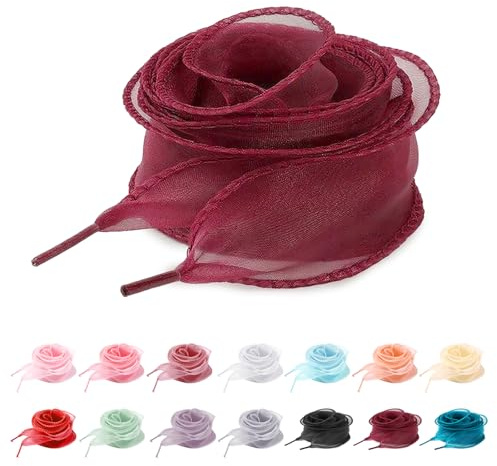 UamGlsob Lacets Tulle en Organza Translucide 4cm Largeur | Voilés Rubans Vaporeux en Chiffon Satiné pour Sneakers Femme