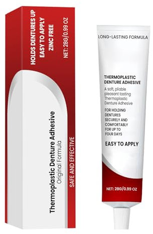 Thermoplastischer Zahnprothesenkleber, Haftcreme Für Zahnprothesen Extra Stark, 28g Langanhaltende Fixierung, Bequemer Weiches Biegsames Thermoplast Kleber, Schnelle, Sicherer Halt Für Ganztäg