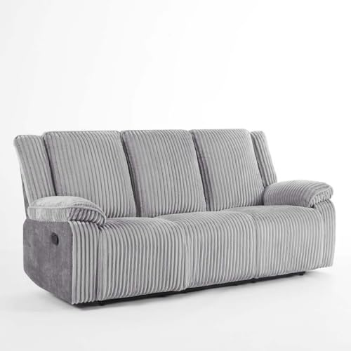More4Homes Verona 3 Seater Jumbo Cord Manual Recliner Sofa (Grey)
