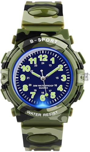 DTKID Orologio Bambini Analogico, Luci 7 Colori, Impermeabile 3 ATM