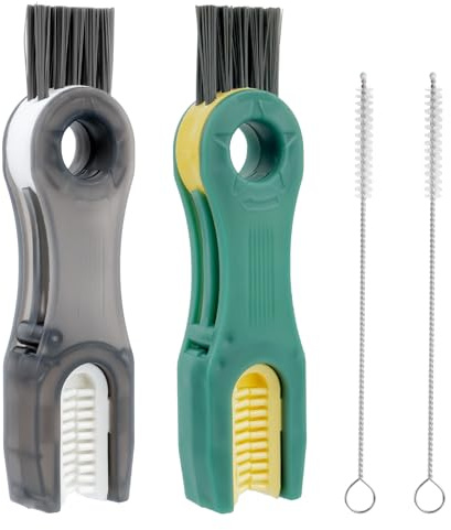 2 Pcs 3-in-1 Cup Lid Crevice Cleaning Brush, 3 in 1 U Shaped Bottle Brush Set, Multifunctional Portable Bottle Lid Cleaner Brushes for Cups and Lids, with 2 Pcs Pipe Detail Brushes