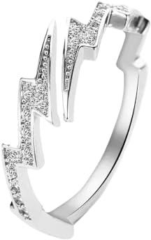 ZFHTJEKNCS Punk Neue Hip Hop Silber Farbe Blitz Offene Ringe Für Frauen Männer Trendy Unregelmäßige Zeigefinger Ring Persönlichkeit Schmuck Geschenk