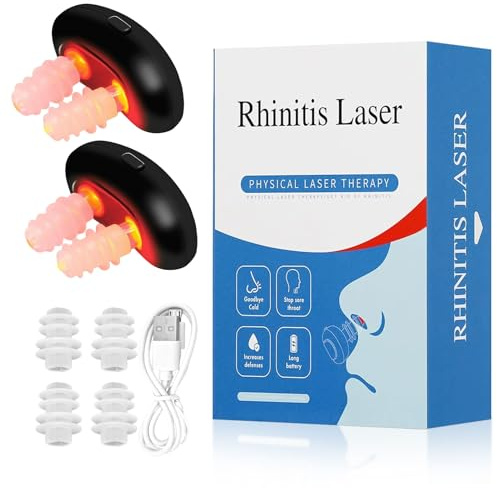 2er-Set - Respirelief Rotlicht Nasaltherapiegerät, Rotlichtlampe Rhinitis Therapiegerät, Physiotherapie Nasenberuhigungsgerät zur Linderung von Nasenbeschwerden und Nasenverstopfung