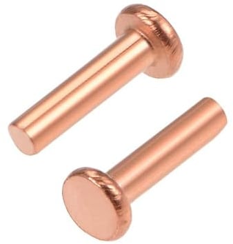 100 Stück Nieten Solider Kupfer, M2 Flachkopf Vollnieten für Schaufel Spaten Gabel Rechen Hacke Reparatur Garten(M2X3mm)