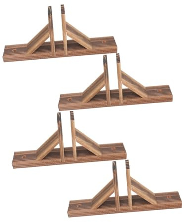 4pcs Wood Fence Base Garden Border Edging Support Brown | Fixing Holes on Both Sides, 2-2.5cm Gap Size, Garden Picket Fence Edging for Yard Lawn