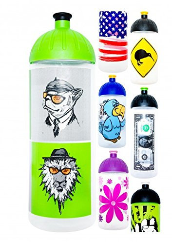 ISYbe Trinkflasche 700ml coole Tiere, transparent, schadstofffrei, spülmaschinengeeignet, auslaufsicher