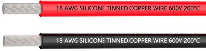 TUOFENG 18 AWG Cavo elettrico 3 metri [1.5 metri nero e 1.5 metri rosso] Filo - 18 Gauge Silicone Wire Hook Up Cavo metallico - Filo flessibile in silicone di filo di rame stagnato