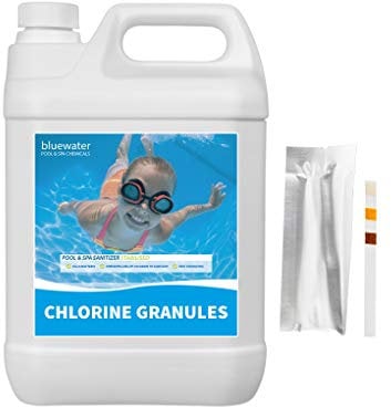 Bluewater Chlorine Granules 5kg Hot Tub Spa Swimming Pool + 10x FREE TEST STRIPS