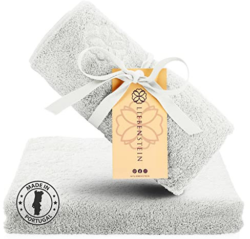 Liebenstein® [2er Set Premium Handtücher - in hellgrau - 50x100 cm - Handtuch Set aus feinster Baumwolle mit 550 g/m² - außergewöhnlich weich und saugstark