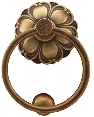 MMQGQ Retro-Blumen-förmiger Messing-türklopfer, Antike Verdickter Anti-rost-türgriff, Fronttür-Dekoration Zubehör Für Gartenhof(Color:B)