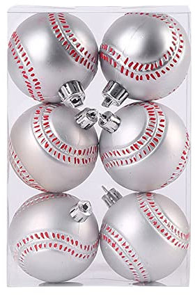 FeiliandaJJ 6PCS 6CM Weihnachtskugel Boxed Fußball Baseball Basketball Kugel Weihnachten Deko Anhänger Christbaumkugeln für Weihnachtsbaum Party Home Hochzeit (Baseball)