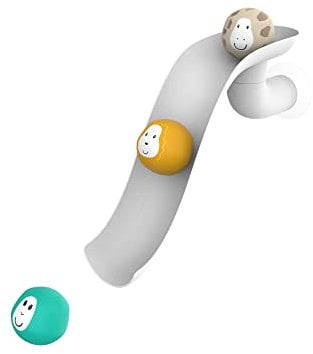 Matchstick Monkey, Ensemble de toboggans de Bain, Jouet de Bain antimicrobien pour bébé, Facile à saisir, Apprentissage sensoriel – Ensemble de Diapositives (1 Toboggan + 3 Roches Amusantes de