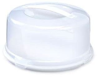 Portable Clear Plastic Cake Containers with easy grip Handle- Lockable Lid in 2 different shapes(Round, Square) for Storage of Cakes, Pies, Cookies and Desserts (Round Cake box)