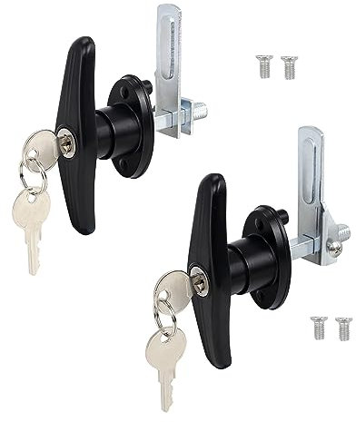 QZATTCAEN Ensemble assorti de poignées en T pour serrure de camion, coque de camping-car, poignée en T à clés identiques pour porte de garage de camion (gauche et droite)