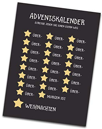 Postkarte Adventskalender Weihnachtskalender Postkarte A6 (Sterne)