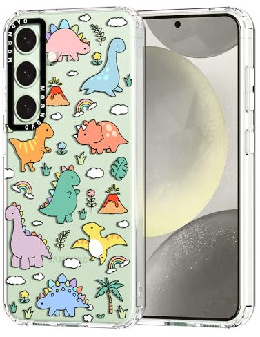 MOSNOVO für Samsung Galaxy S24 5G Hülle – Durchsichtige, schlanke, stoßfeste TPU+PC-Handyhülle, [6,6 Fuß Fallschutz/Anti-Abziehen] - Dinosaurierland
