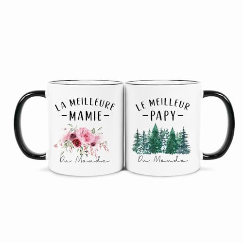Tasses Grand-mère Et Grand-père - Mug Original Idée Cadeau Pour Parents, Anniversaire Mariage Couple, Mamie Et Papi, Fête des Parents, Noël, Mères, Pères, Café Tasse