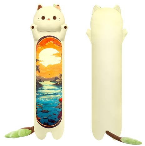 Mewaii 110CM Kuscheltier Kawaii Langes Katzen Plüsch Kissen Katze Stofftiere Plüschtier Ausgestopftes Tier Spielzeug Kuschelkissen Geschenk Plüschkissen