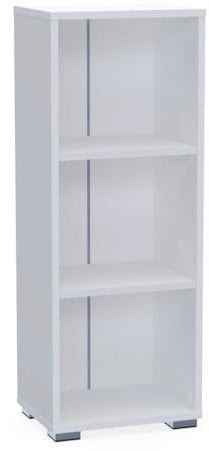 Bracia Mebelek Regal Weiß 40 cm Breit - Bücherregal Holz Schmal – Büromöbel 40x30x106cm – Bücherschrank 3 Fächer – Büro Ordnerregal