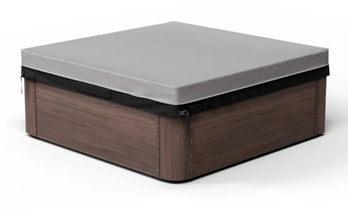 Pacok Cubierta cuadrada para bañera de hidromasaje, impermeable, tela Oxford 600D, cubierta para bañera de hidromasaje con cordón, cubierta antipolvo para spa al aire libre con ventilación de aire,