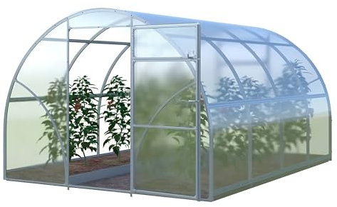 Serre de jardin robuste, cadre en acier galvanisé, polycarbonate 4 mm, serre de jardin, abri de jardin, universel, 4 x 3 m, 2 portes et 2 fenêtres