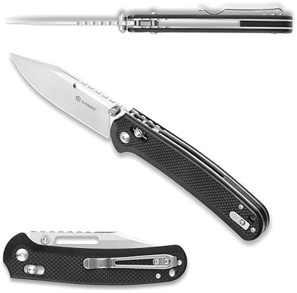 Ganzo G768-BK Klappmesser D2 Edelstahl G10 Cliphalter Klappmesser Outdoor Jagd Angeln Reise-Ausrüstung Bestes Geschenk für Männer (Schwarz)