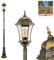 Kandelaber Etoe, Außenwegeleuchte aus Metall/Glas in Schwarz/Gold/Klar, Leuchte im Vintage/Antik/Landhaus-Design für Außenbereich/Garten/Terrasse, Höhe 230 cm, 1 x E27, ohne Leuchtmittel, IP44