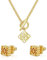 1 Paar Vintage-Ohrringe, 1 Hohle Halskette, Quadratische Hohle Ohrringe, Goldene Dreidimensionale Ohrringe, Gravierte Ohrringe