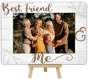 DETIHO Best Friends Picture Frame, Long Distance Friendship Gifts, Friends Door Frame, Birthday Gifts for Friends, Wood 4x6 Photo Frames for Table Decor-F13