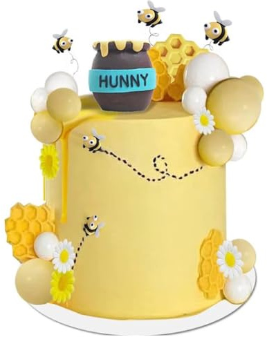 Hrippy Biene Kuchen Topper Honig Glas Kuchen Topper Waben Kuchen Dekorationen Kuchen Topper Für Geburtstag Biene Thema Baby Dusche