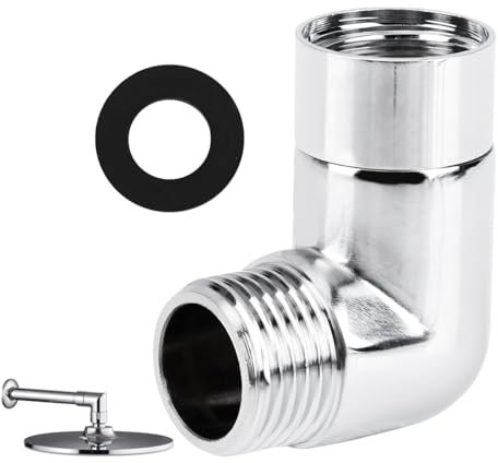 Shower Elbow Adapter, 90 Degree Elbow Shower Hose Connector, Adjustable to Directional Head Adaptor for Wall Mounted Handheld Showerhead Arm Extension Elbow Connector (Silver)