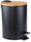 Poubelle Ronde avec Couvercle en Bois pour Salle de Bain, Cuisine, Bureau, 3 L, Noir (17 x 23,5 cm)