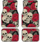 Lot de 4 tapis de sol de voiture à motif tête de mort noir avec roses - Convient pour berlines, camions, SUV