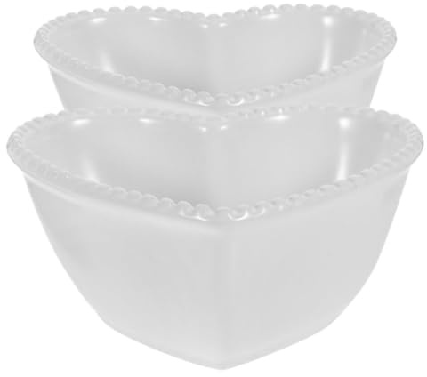 MOBUTOFU Set 2 Piatti in Ceramica a Forma di Cuore Bianco, Versatili e Facili da Pulire, per Colazioni e Presentazioni di Cibo in Stile Nordico Semplice ed Elegante