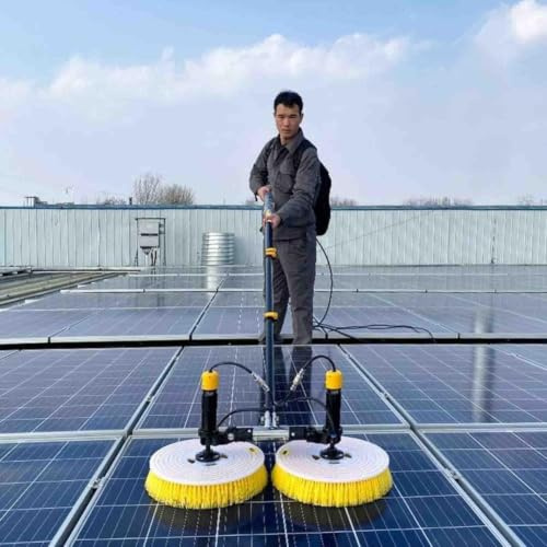 Kit de nettoyage panneaux solaires avec tige télescopique, brosse électrique eau automatique, poteau extensible aluminium, fibre photovoltaïque, alimenté par batterie lithium