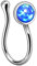 Piercingfaktor Fake Ring Non Piercing Nasenpiercing Nasenring Hoop Clip On Septum Nasenstecker Nase Messing mit Opal Stein Silber Blau